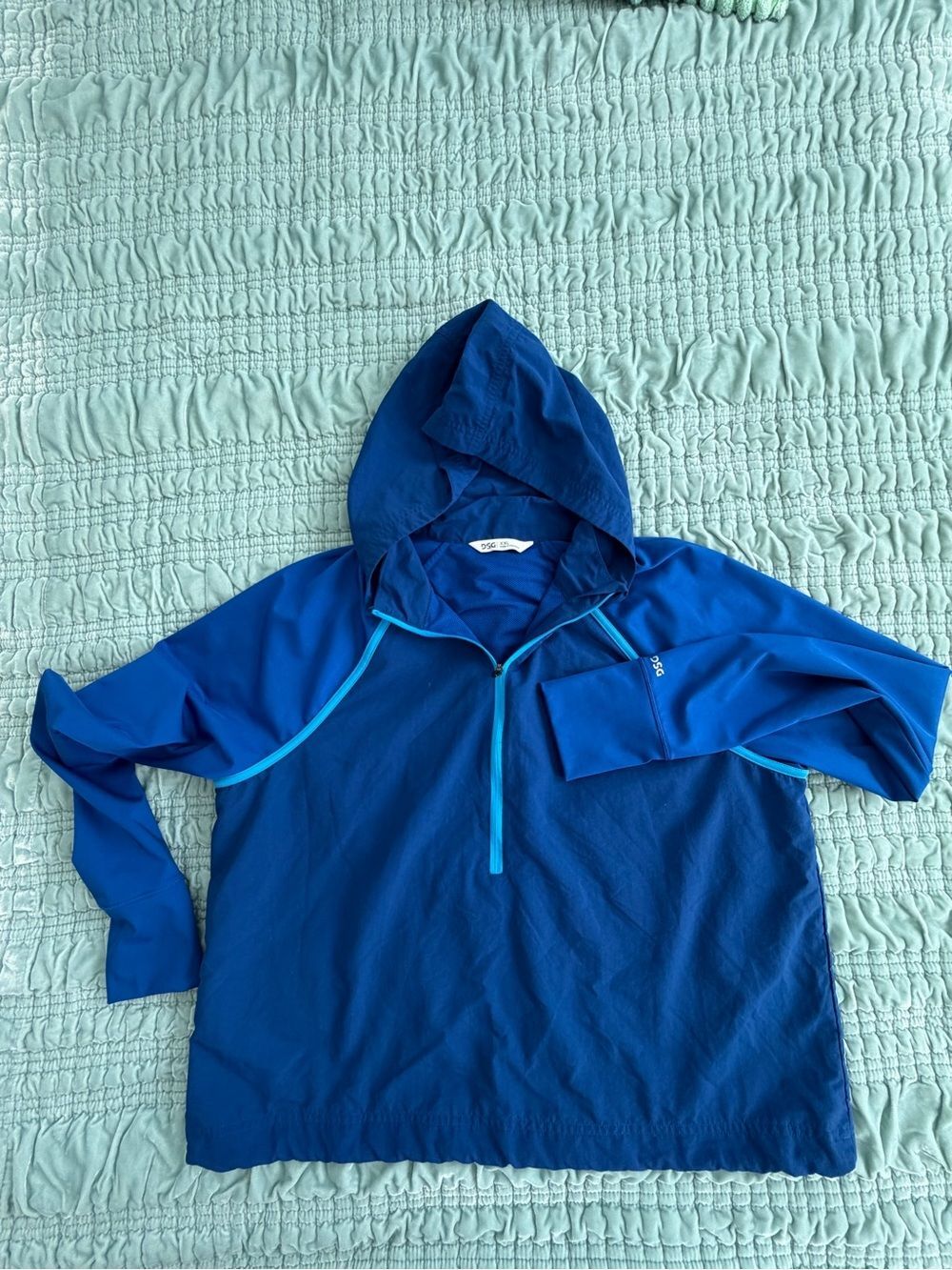 DSG Men's Hooded Windbreaker in Royal Blue with Teal Trim-XXL